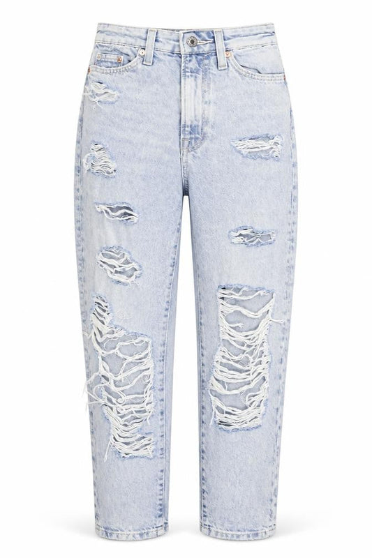 Womens UK Size 4 H&M Relaxed Fit Mom Blue Jeans