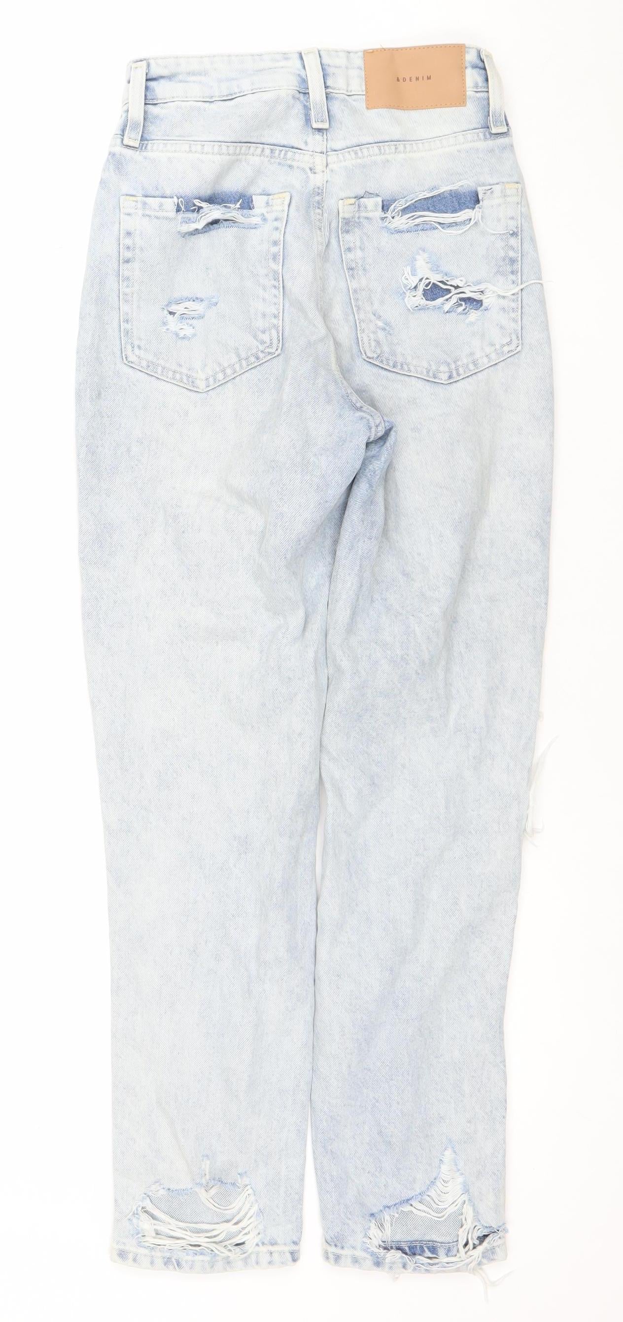 Womens UK Size 4 H&M Relaxed Fit Mom Blue Jeans