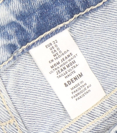 Womens UK Size 4 H&M Relaxed Fit Mom Blue Jeans