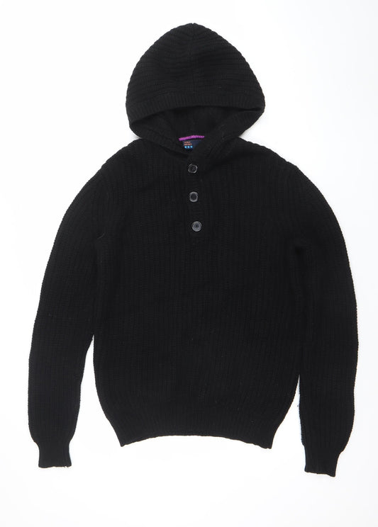 Mens UK Size S World Republic Black Henley Jumper