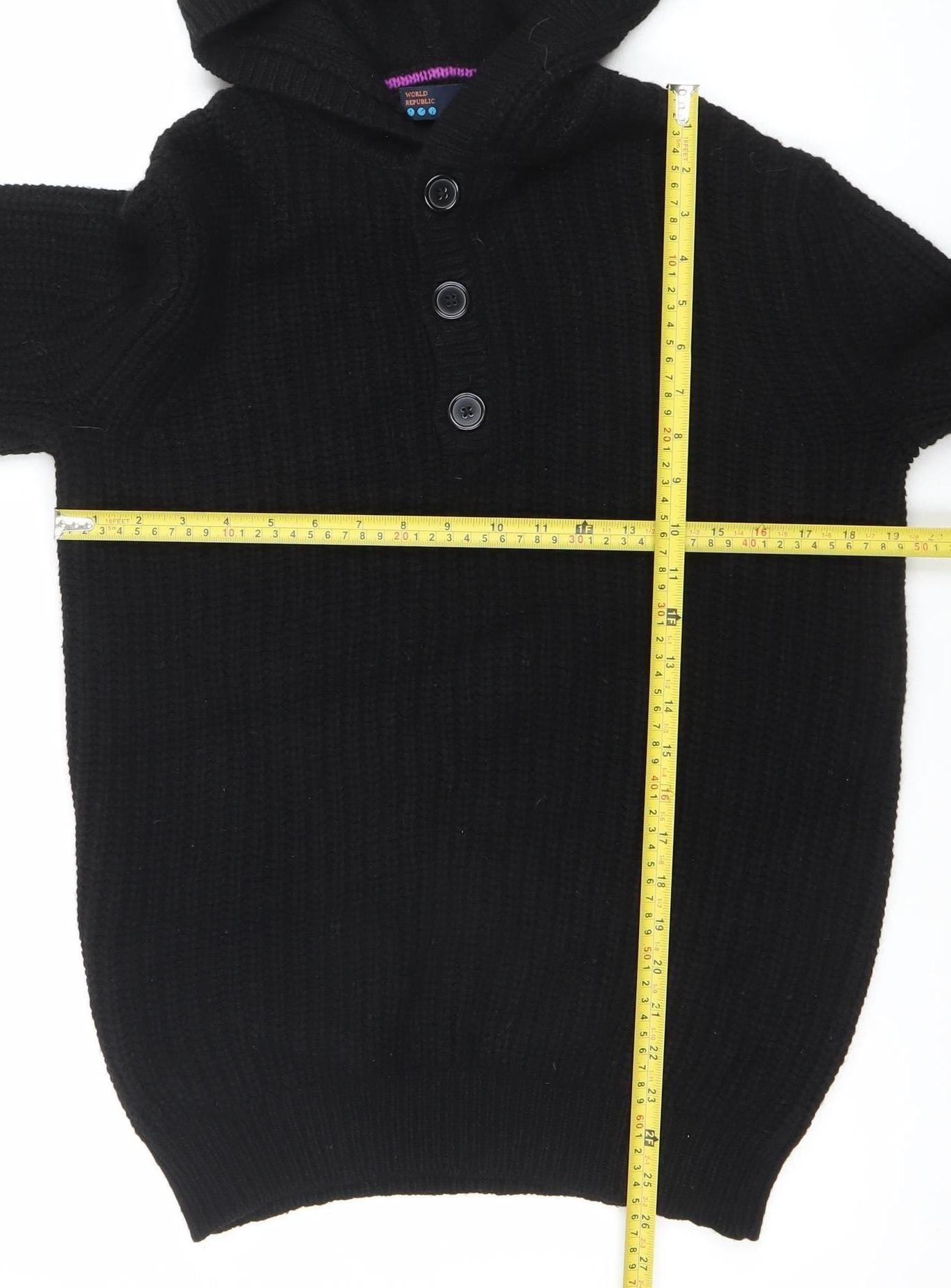 Mens UK Size S World Republic Black Henley Jumper