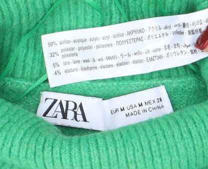 Womens UK Size 12 Zara Green Pullover Jumper