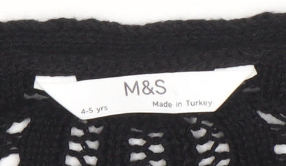 Girls UK Size 4-5 Years Marks and Spencer Black Cardigan Jumper