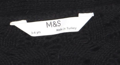 Girls UK Size 3-4 Years Marks and Spencer Black Cardigan Jumper