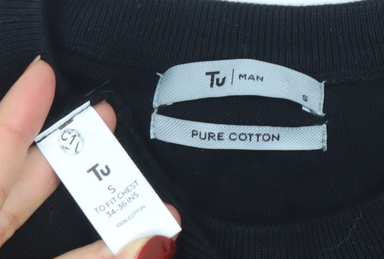 Mens UK Size S TU Black Pullover Jumper