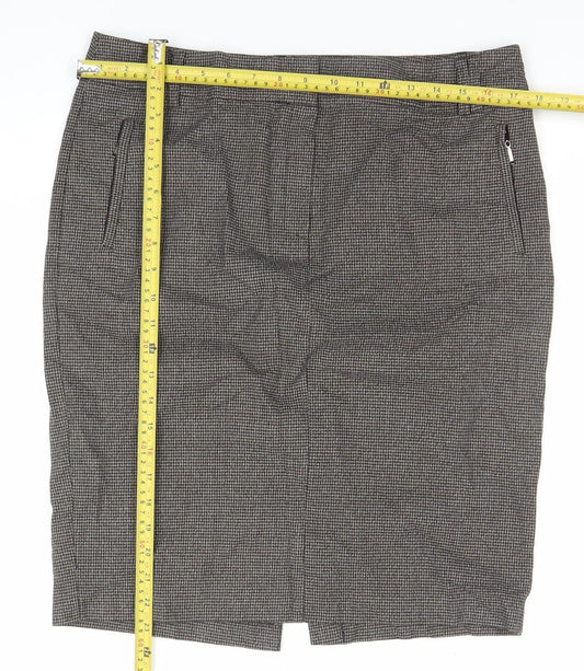 Marks and Spencer Women Brown Tweed Pencil Skirt Size 12 Workwear