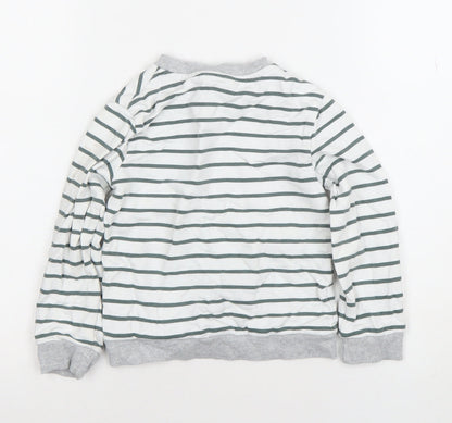 The White Company Boys White Striped Cotton Sweatshirt 4-5 Years