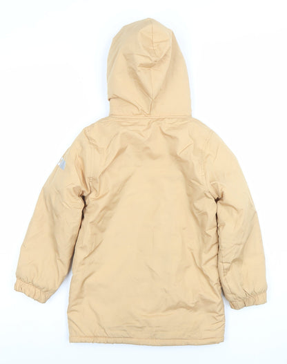 Mick Mack Boys Beige Hooded Parka Coat - Size 6 Years - Lined Winter Jacket