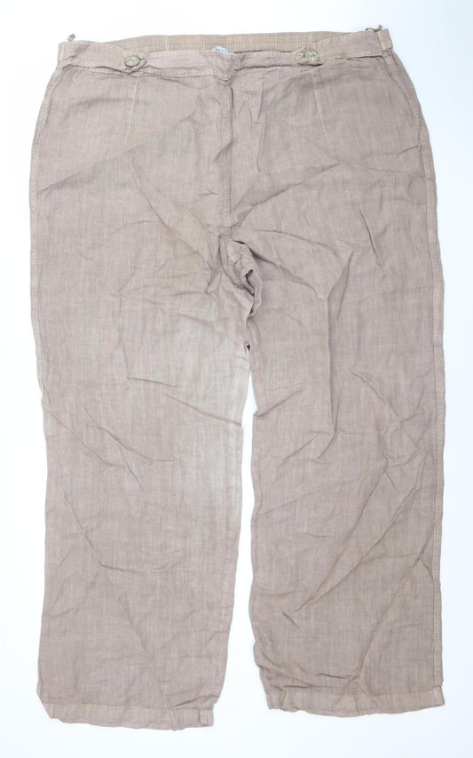 Womens UK Size 20 Chesca Relaxed Fit Casual Holiday Travel Beige Trousers