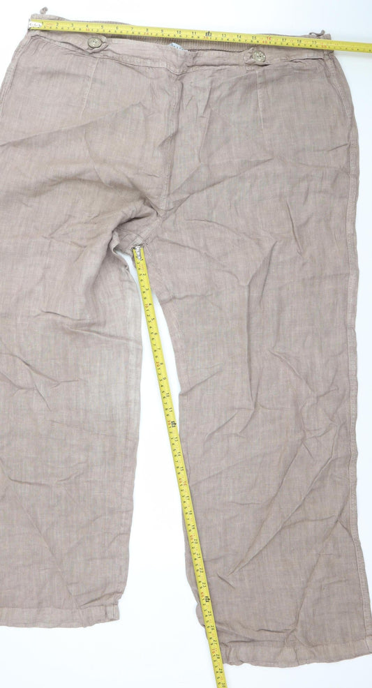 Womens UK Size 20 Chesca Relaxed Fit Casual Holiday Travel Beige Trousers