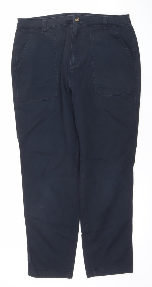 F&F Women Black Cotton Stretch Chino Trousers Size 12