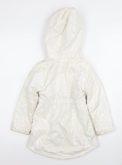 Penelope Mack Girls Ivory Hooded Puffer Coat 5 Years Winter Quilted Jacket