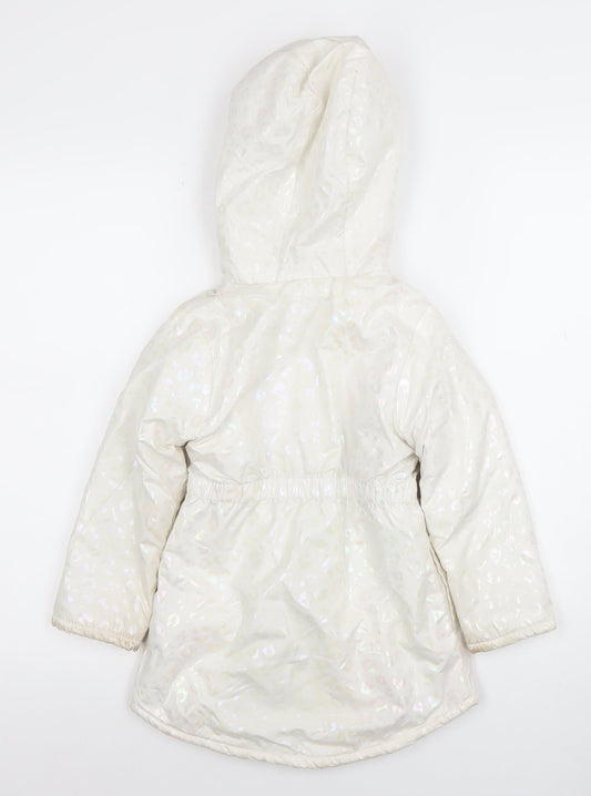 Penelope Mack Girls Ivory Hooded Puffer Coat 5 Years Winter Quilted Jacket