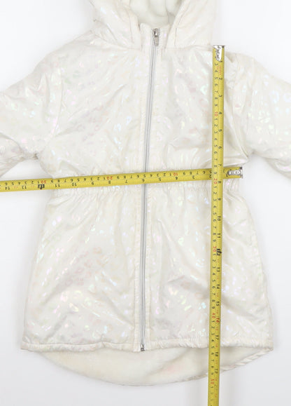 Penelope Mack Girls Ivory Hooded Puffer Coat 5 Years Winter Quilted Jacket