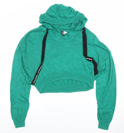 Womens UK Size M H&M Divided Green Pullover Hoodie