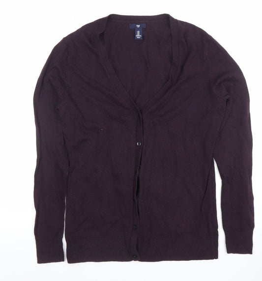 GAP Women Purple Cotton Blend Long Sleeve Cardigan UK M