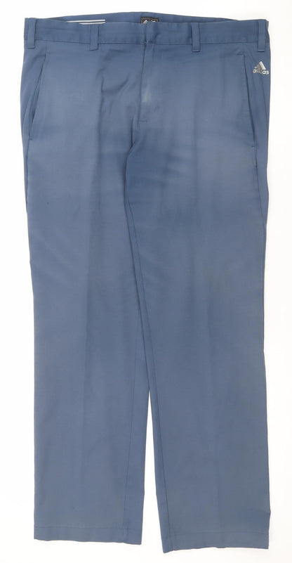 Mens UK Size 34X30 adidas Regular Fit Chino Blue Trousers