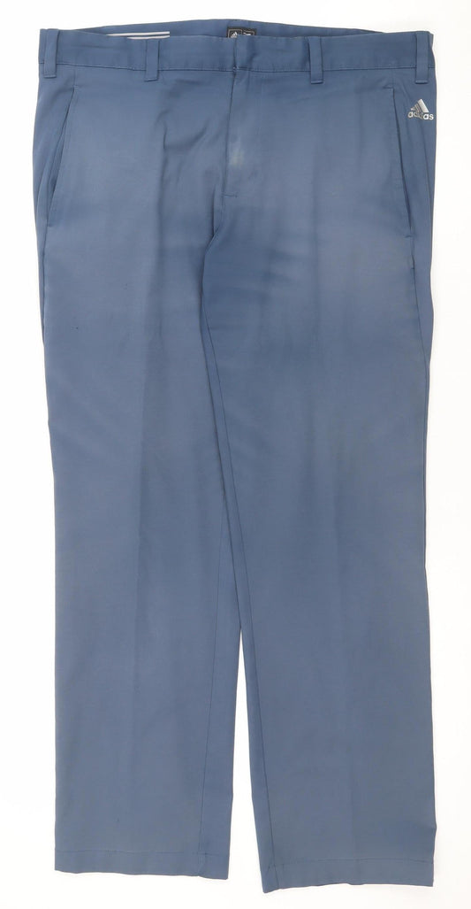 Mens UK Size 34X30 adidas Regular Fit Chino Blue Trousers