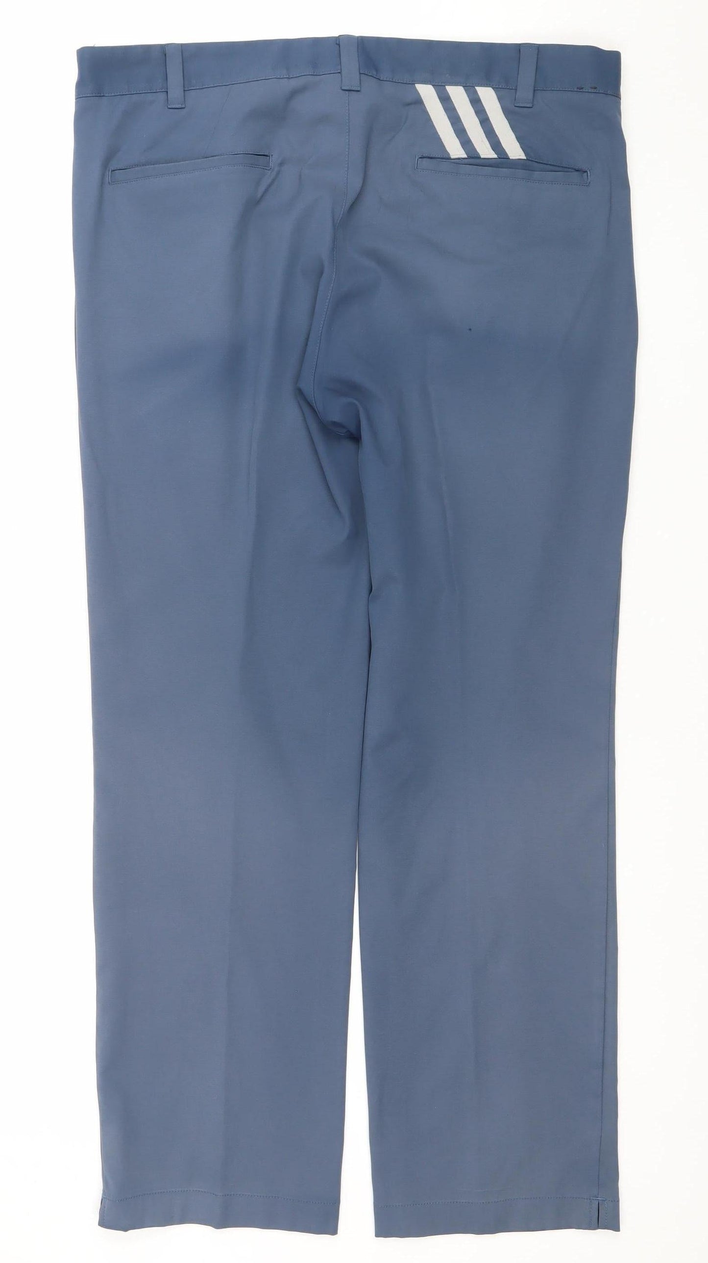 Mens UK Size 34X30 adidas Regular Fit Chino Blue Trousers