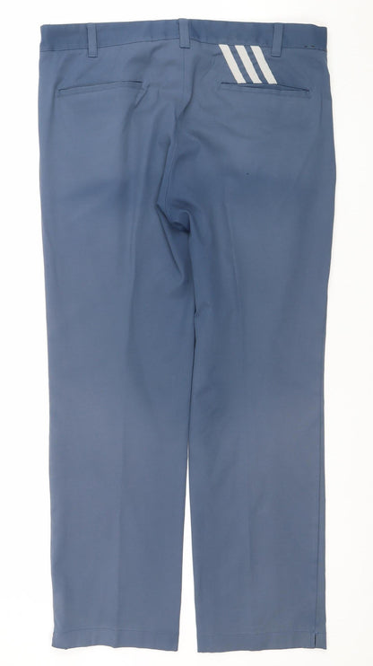 Mens UK Size 34X30 adidas Regular Fit Chino Blue Trousers