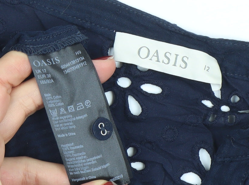 Womens UK Size 12 Oasis Blue Tunic Blouse