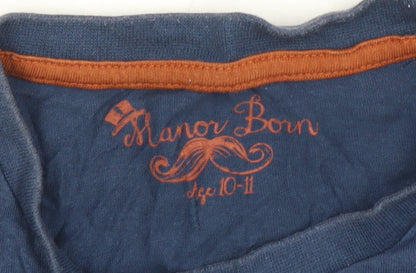 Boys UK Size 10-11 Years Manor Born Blue Basic T-Shirt