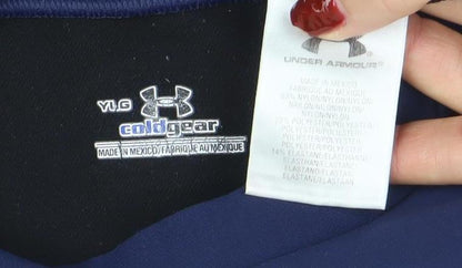 Under Armour Boys Blue Long Sleeve ColdGear Athletic Pullover Top Size L