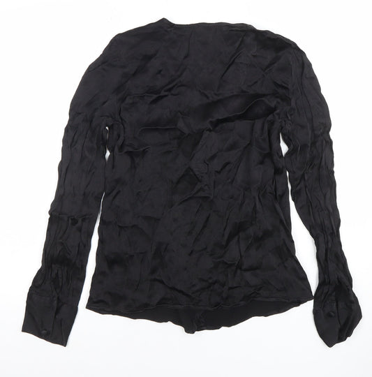 Womens UK Size XS VERO MODA Black Wrap Blouse
