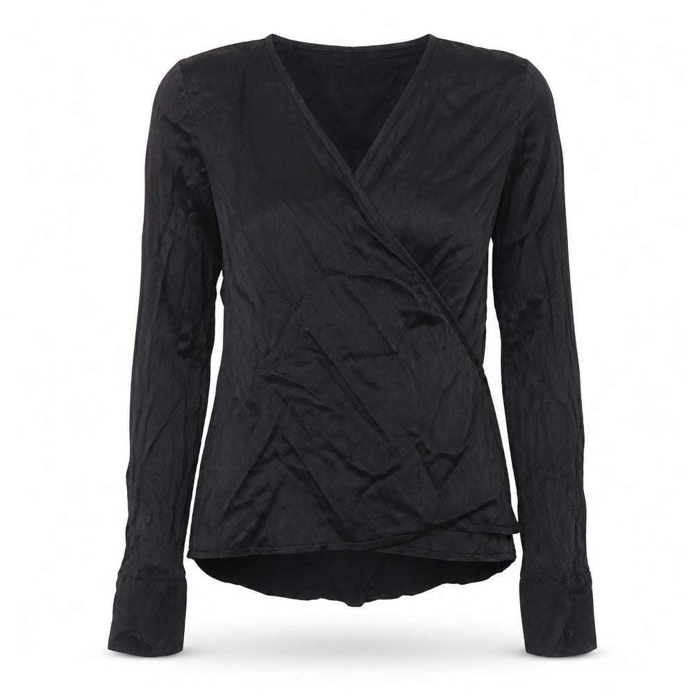 Womens UK Size XS VERO MODA Black Wrap Blouse