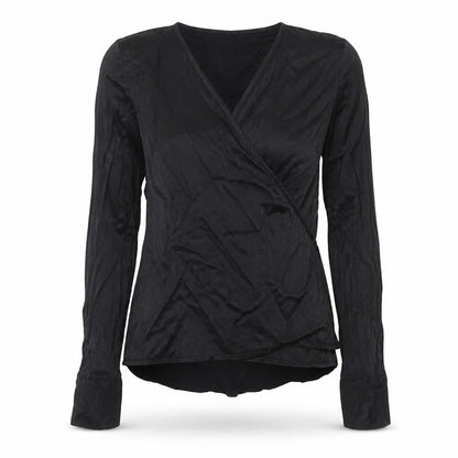 Womens UK Size XS VERO MODA Black Wrap Blouse