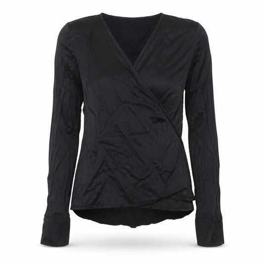 Womens UK Size XS VERO MODA Black Wrap Blouse