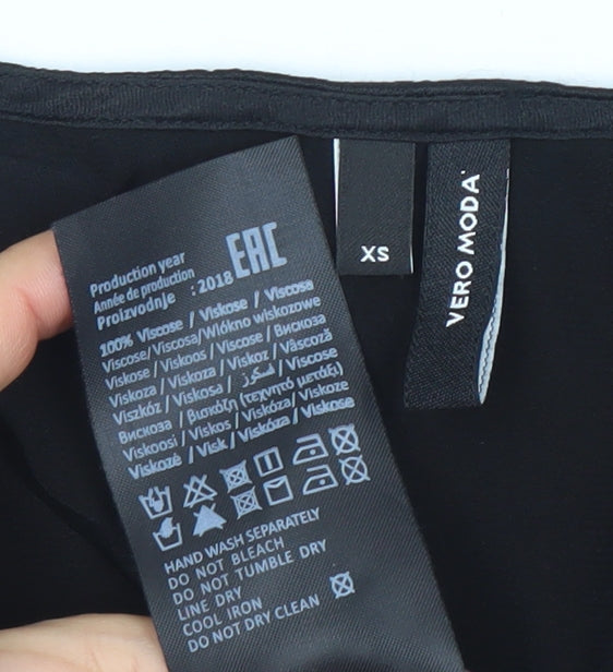 Womens UK Size XS VERO MODA Black Wrap Blouse