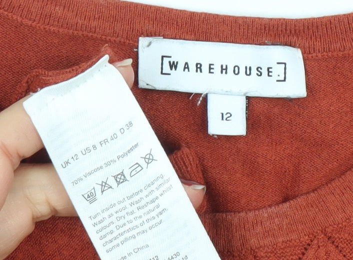 Womens UK Size 12 Warehouse Brown Pullover Jumper