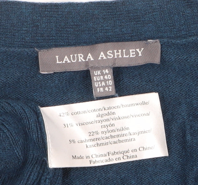 Womens UK Size 14 Laura Ashley Blue Cardigan Jumper
