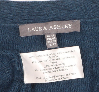 Womens UK Size 14 Laura Ashley Blue Cardigan Jumper
