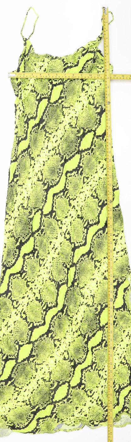 F&F Womens Green Snake Print Stretch Slip Dress Size 10