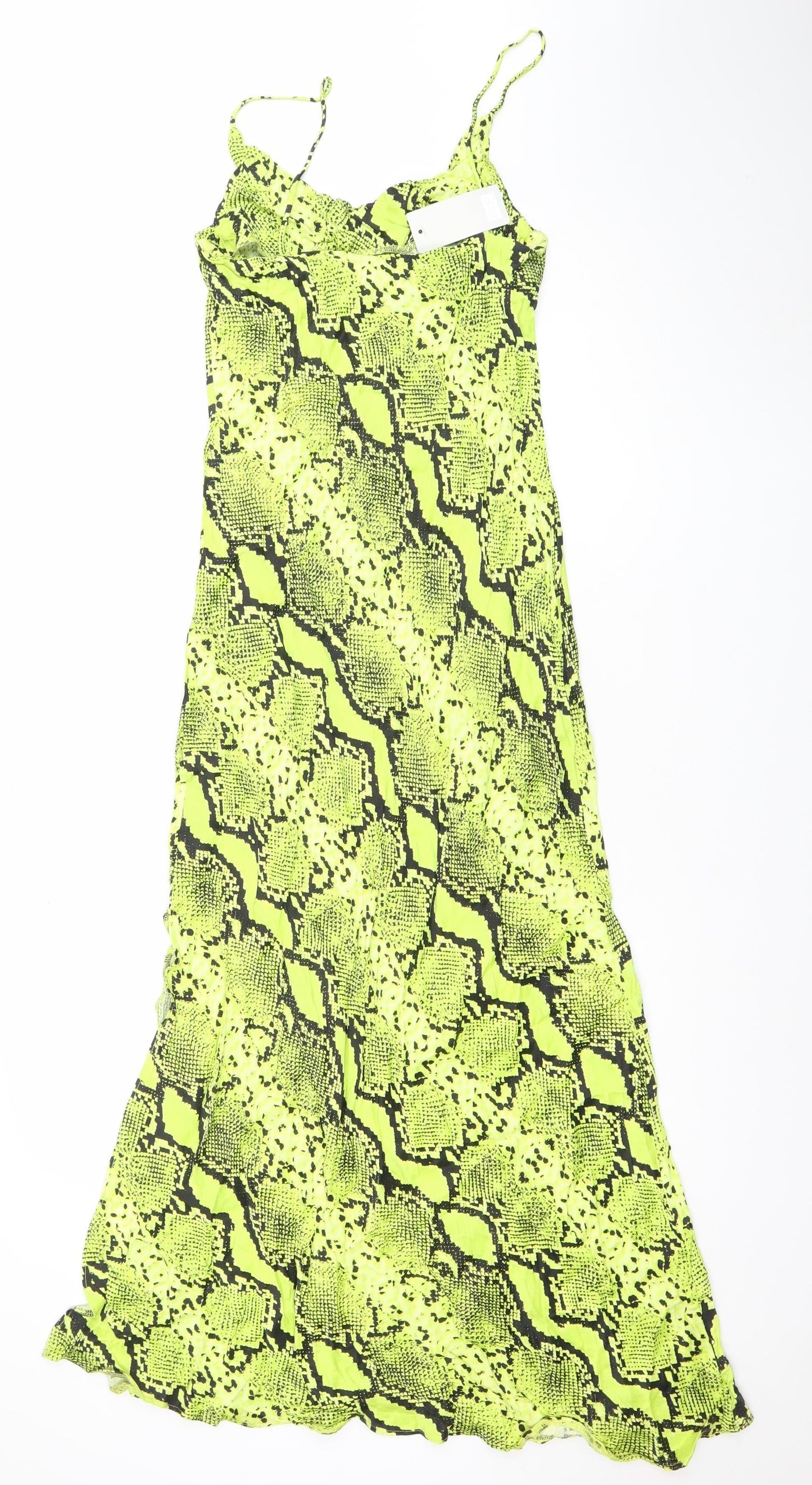F&F Womens Green Snake Print Stretch Slip Dress Size 10