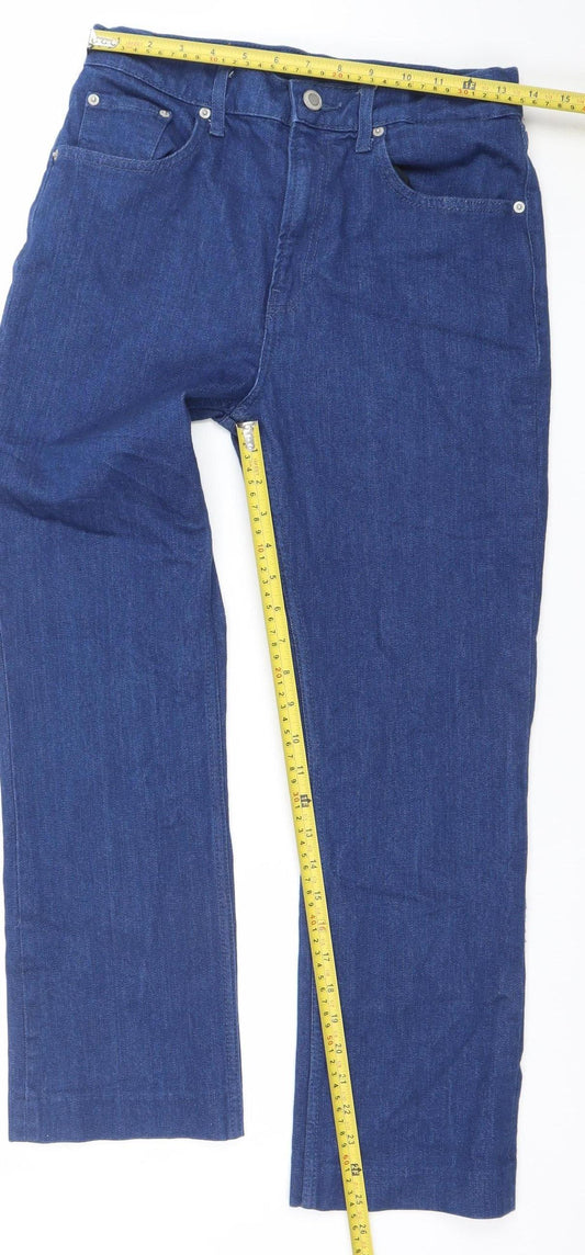 Womens UK Size 10 Zara Regular Fit Straight Blue Jeans