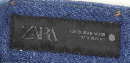 Womens UK Size 10 Zara Regular Fit Straight Blue Jeans
