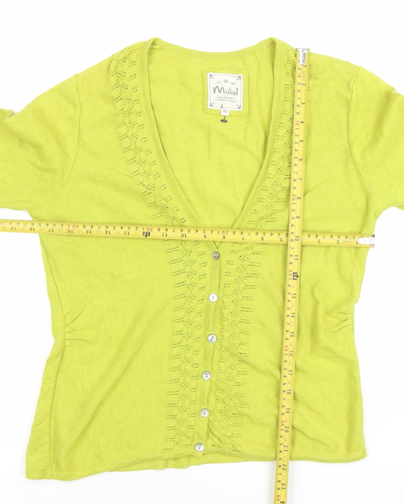 Womens UK Size 12 Mistral Green Cardigan Jumper