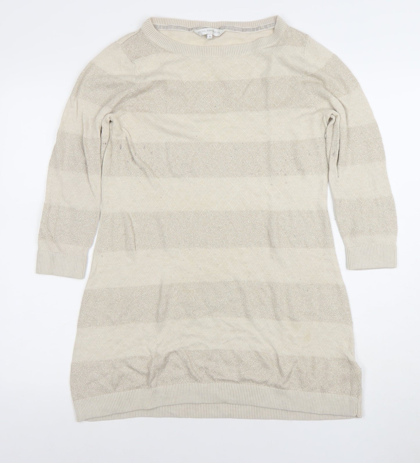 Womens UK Size 14 Rocha.John Rocha Beige Tunic Jumper