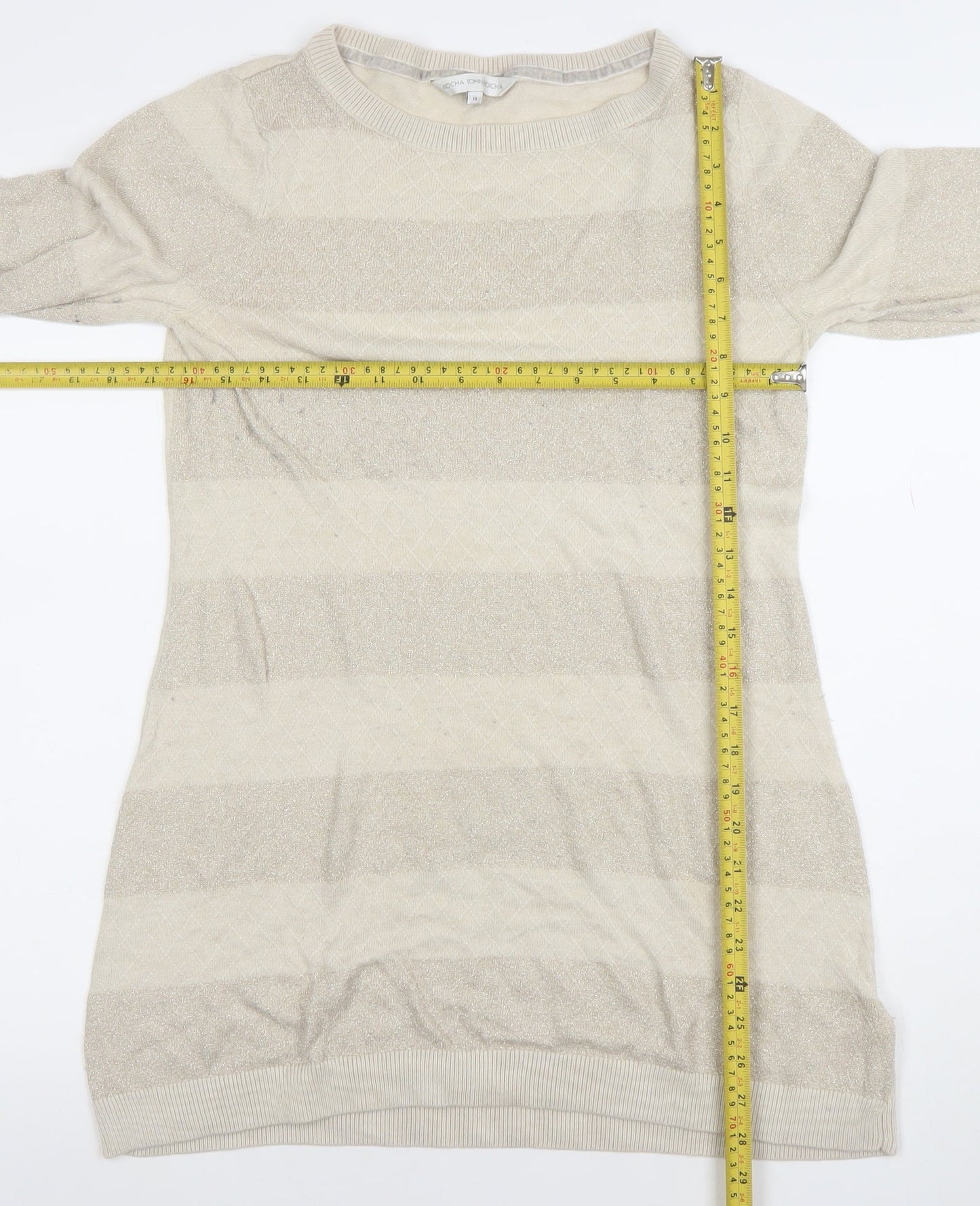 Womens UK Size 14 Rocha.John Rocha Beige Tunic Jumper