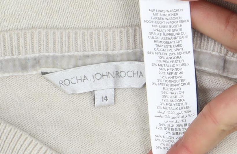 Womens UK Size 14 Rocha.John Rocha Beige Tunic Jumper