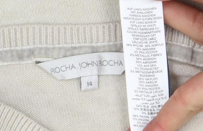 Womens UK Size 14 Rocha.John Rocha Beige Tunic Jumper