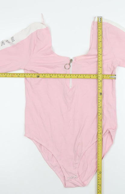 Womens UK Size L Criminal Damage One-Piece Pink Bodysuit