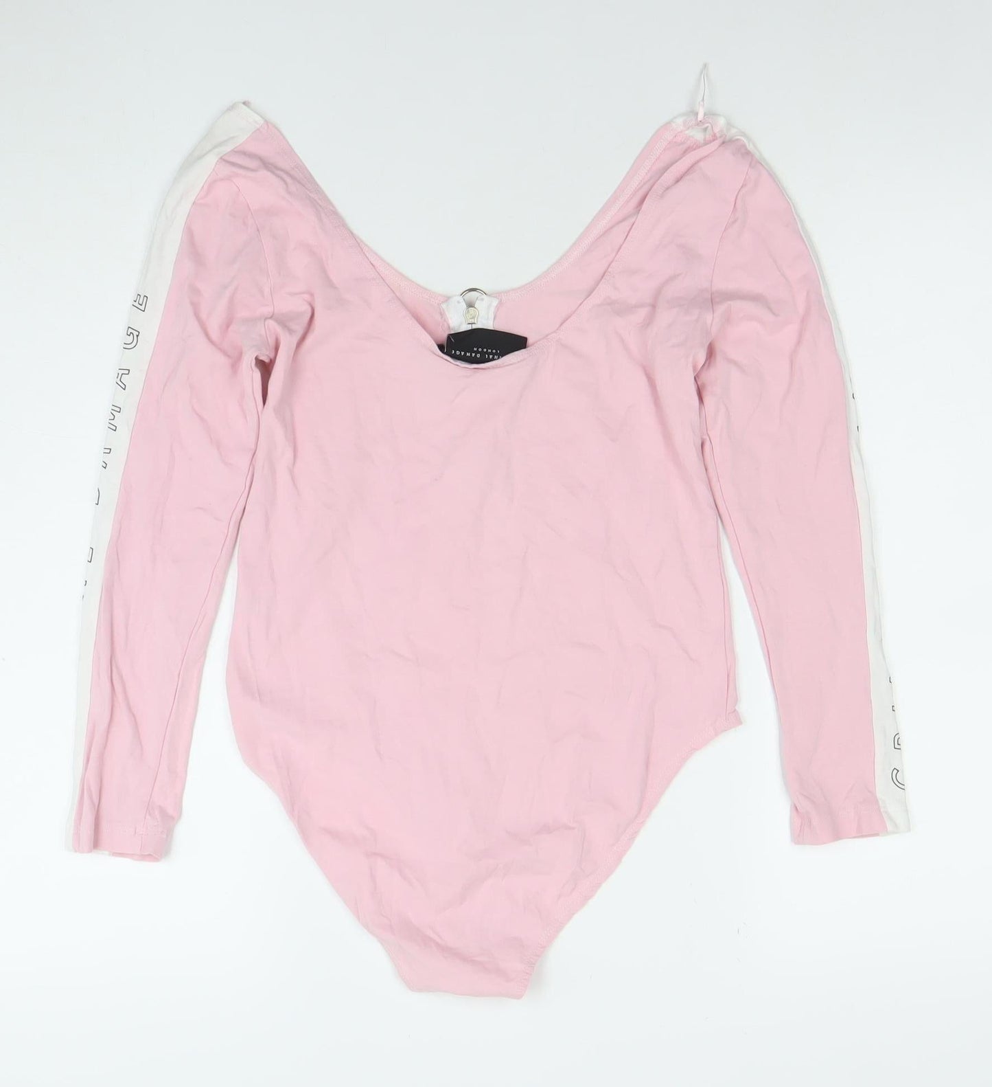Womens UK Size L Criminal Damage One-Piece Pink Bodysuit