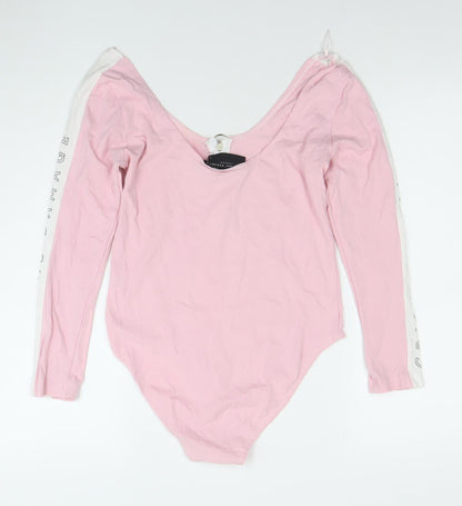 Womens UK Size L Criminal Damage One-Piece Pink Bodysuit