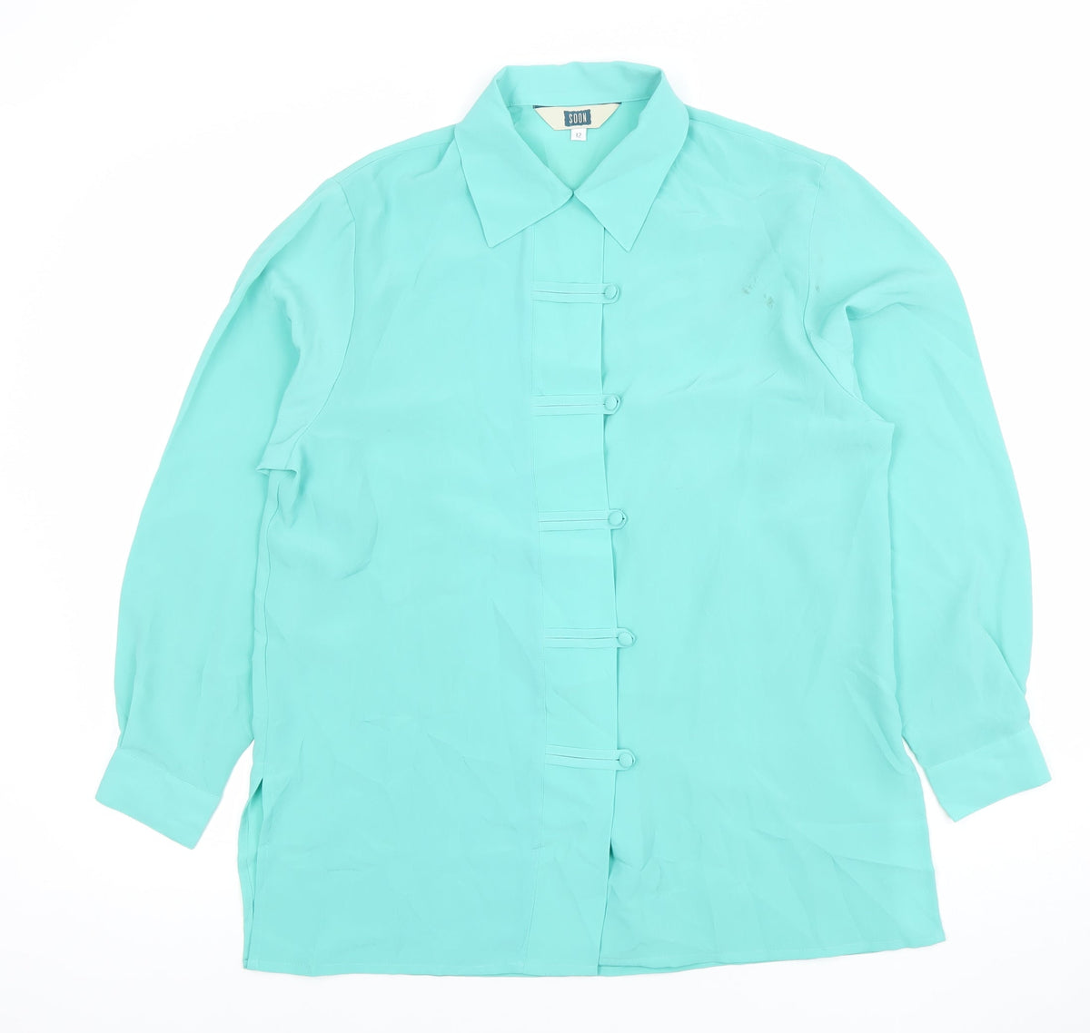 Womens UK Size 12 Soon Green Basic Blouse
