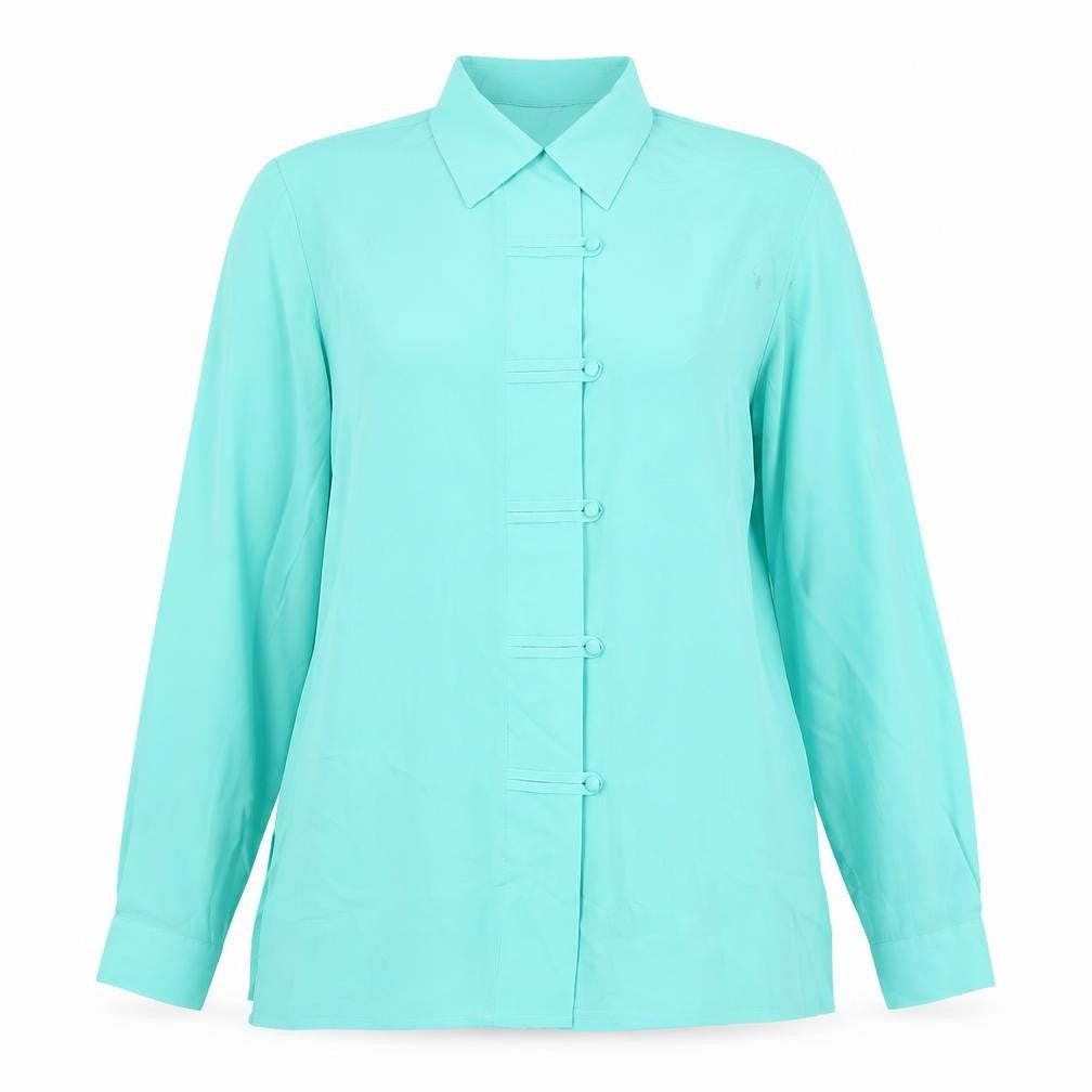 Womens UK Size 12 Soon Green Basic Blouse