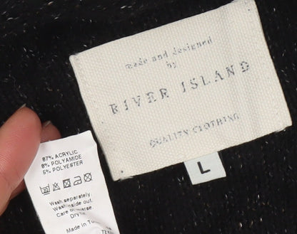 Womens UK Size L River Island Black Cardigan Jumper